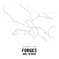 FORGES Val-d'Oise. Minimalistic street map with black and white lines.