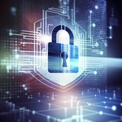 Digital Security concept lock and key. Abstract Art	
