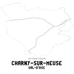 CHARNY-SUR-MEUSE Val-d'Oise. Minimalistic street map with black and white lines.