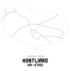 MONTLIARD Val-d'Oise. Minimalistic street map with black and white lines.
