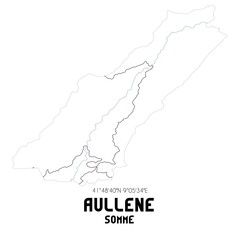 AULLENE Somme. Minimalistic street map with black and white lines.