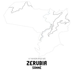 ZERUBIA Somme. Minimalistic street map with black and white lines.