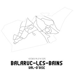 BALARUC-LES-BAINS Val-d'Oise. Minimalistic street map with black and white lines.
