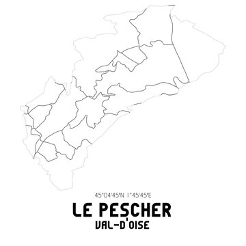LE PESCHER Val-d'Oise. Minimalistic street map with black and white lines.