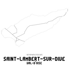 SAINT-LAMBERT-SUR-DIVE Val-d'Oise. Minimalistic street map with black and white lines.