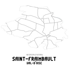 SAINT-FRAIMBAULT Val-d'Oise. Minimalistic street map with black and white lines.