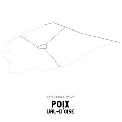 POIX Val-d'Oise. Minimalistic street map with black and white lines.