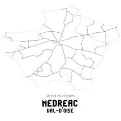 MEDREAC Val-d'Oise. Minimalistic street map with black and white lines.