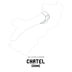 CHATEL Somme. Minimalistic street map with black and white lines.