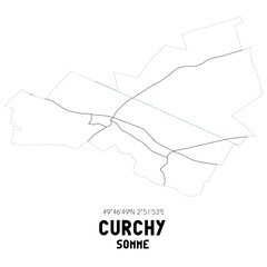 CURCHY Somme. Minimalistic street map with black and white lines.