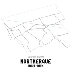NORTKERQUE Haut-Rhin. Minimalistic street map with black and white lines.