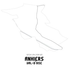 ANHIERS Val-d'Oise. Minimalistic street map with black and white lines.