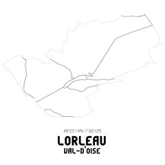 LORLEAU Val-d'Oise. Minimalistic street map with black and white lines.