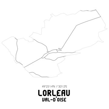 LORLEAU Val-d'Oise. Minimalistic street map with black and white lines.
