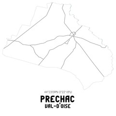 PRECHAC Val-d'Oise. Minimalistic street map with black and white lines.