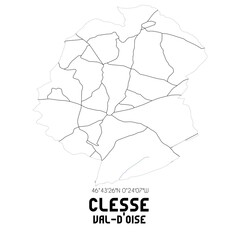 CLESSE Val-d'Oise. Minimalistic street map with black and white lines.