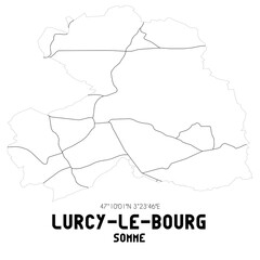 LURCY-LE-BOURG Somme. Minimalistic street map with black and white lines.