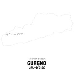 GUAGNO Val-d'Oise. Minimalistic street map with black and white lines.