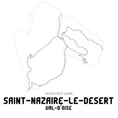 SAINT-NAZAIRE-LE-DESERT Val-d'Oise. Minimalistic street map with black and white lines.