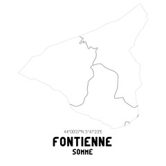 FONTIENNE Somme. Minimalistic street map with black and white lines.