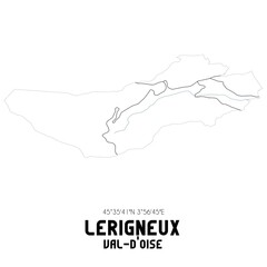 LERIGNEUX Val-d'Oise. Minimalistic street map with black and white lines.
