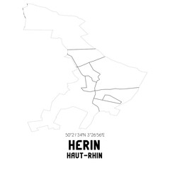 HERIN Haut-Rhin. Minimalistic street map with black and white lines.