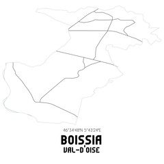 BOISSIA Val-d'Oise. Minimalistic street map with black and white lines.