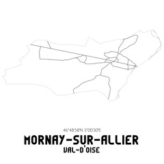 MORNAY-SUR-ALLIER Val-d'Oise. Minimalistic street map with black and white lines.