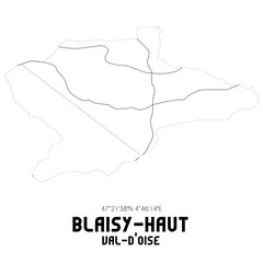 BLAISY-HAUT Val-d'Oise. Minimalistic street map with black and white lines.