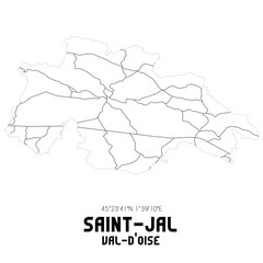 SAINT-JAL Val-d'Oise. Minimalistic street map with black and white lines.
