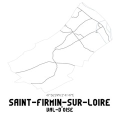 SAINT-FIRMIN-SUR-LOIRE Val-d'Oise. Minimalistic street map with black and white lines.