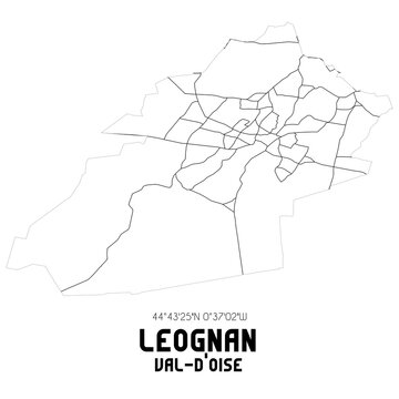 LEOGNAN Val-d'Oise. Minimalistic street map with black and white lines.