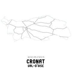 CRONAT Val-d'Oise. Minimalistic street map with black and white lines.