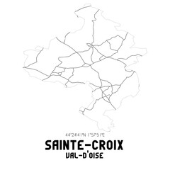 Fototapeta premium SAINTE-CROIX Val-d'Oise. Minimalistic street map with black and white lines.