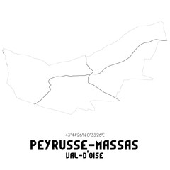 PEYRUSSE-MASSAS Val-d'Oise. Minimalistic street map with black and white lines.
