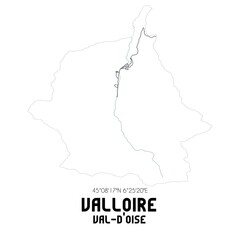 VALLOIRE Val-d'Oise. Minimalistic street map with black and white lines.