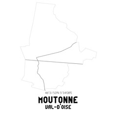 MOUTONNE Val-d'Oise. Minimalistic street map with black and white lines.