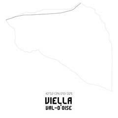 VIELLA Val-d'Oise. Minimalistic street map with black and white lines.