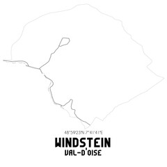 WINDSTEIN Val-d'Oise. Minimalistic street map with black and white lines.