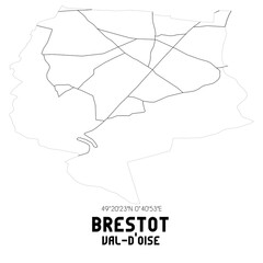 BRESTOT Val-d'Oise. Minimalistic street map with black and white lines.