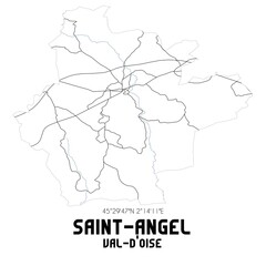 SAINT-ANGEL Val-d'Oise. Minimalistic street map with black and white lines.