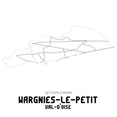 WARGNIES-LE-PETIT Val-d'Oise. Minimalistic street map with black and white lines.