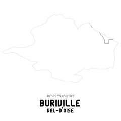 BURIVILLE Val-d'Oise. Minimalistic street map with black and white lines.