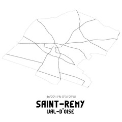 SAINT-REMY Val-d'Oise. Minimalistic street map with black and white lines.
