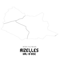 AIZELLES Val-d'Oise. Minimalistic street map with black and white lines.