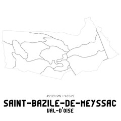 SAINT-BAZILE-DE-MEYSSAC Val-d'Oise. Minimalistic street map with black and white lines.