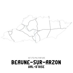 BEAUNE-SUR-ARZON Val-d'Oise. Minimalistic street map with black and white lines.