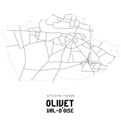 OLIVET Val-d'Oise. Minimalistic street map with black and white lines.