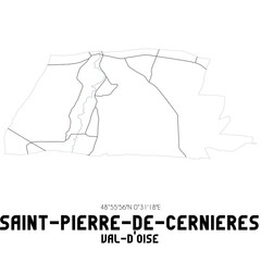 SAINT-PIERRE-DE-CERNIERES Val-d'Oise. Minimalistic street map with black and white lines.