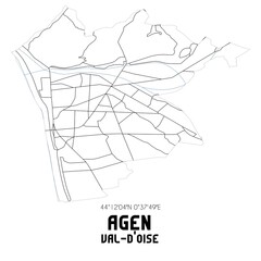 AGEN Val-d'Oise. Minimalistic street map with black and white lines.